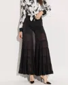 Oolala Scuba Tiered Mesh Pants In Black