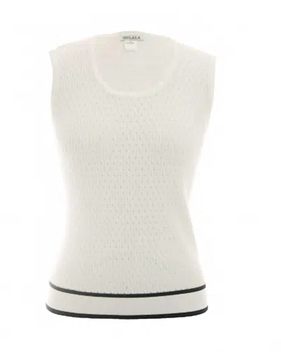 Oolala Sleeveless Sweater In White/black In Multi
