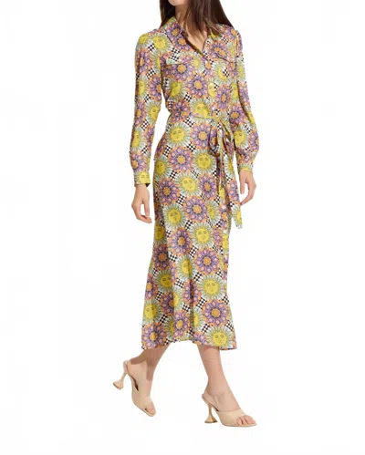 Oolala Sunburst A Line Maxi Shirt Dress In Yellow
