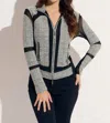 Oolala Tweed Multi Zip Scuba Jacket In Grey In Gray