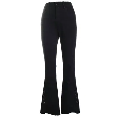 Oolala Women's Button Details Straight Leg Jeans In Black