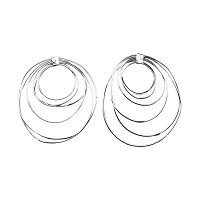 Oolo London Women's Big Scribble Front Hoops In Silver In White