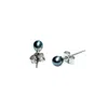 Oolo London Women's Black / Silver Pearl Dotty Freshwater Peacock Pearl Studs In Silver
