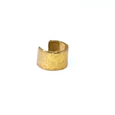 Oolo London Women's Brutalist Circular Ear Cuff In Gold Brass