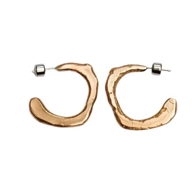 Oolo London Women's Gold / Rose Gold Flat Landscape Hoops In Gold Bronze