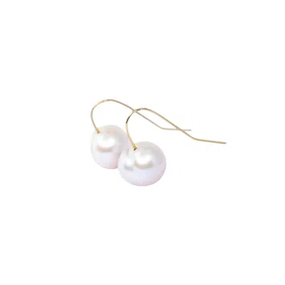 Oolo London Women's Neutrals / Gold Blowing Bubbles Gold Potato Pearl Drop Earrings