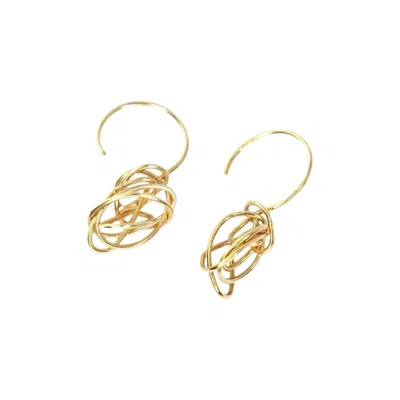 Oolo London Women's Short And Knotty Gold Dangle Earrings