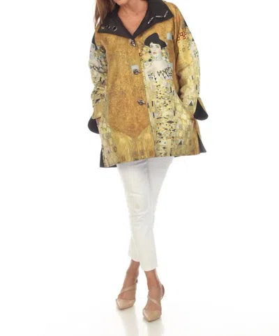 Oopera Klimt Lady Print Raincoat In Gold In Brown