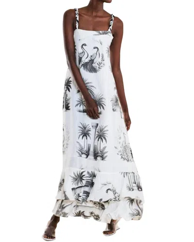Oopscool Marseille Toile Maxi Dress In White/black