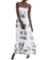 Oopscool Marseille Toile Maxi Dress In White/black In Multi