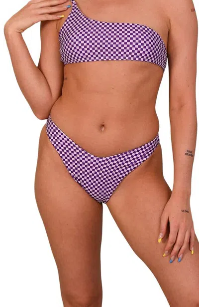 Oosc Checkmate V-cut Bikini Bottoms In Purple