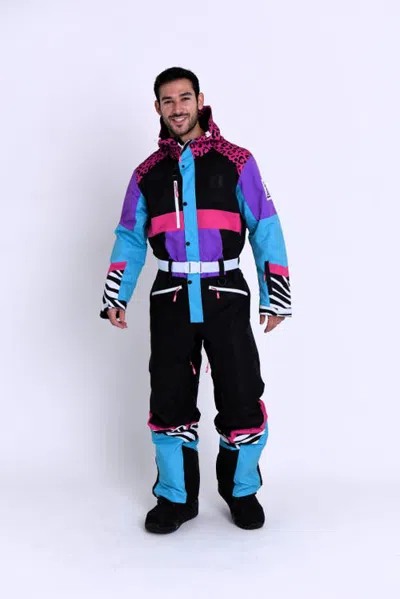 Oosc Hotel California Pink Ski Suit In Pink Leopard Print