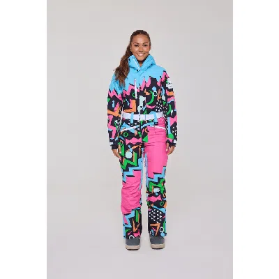 Oosc Ski Suit In Black With Neon Pink