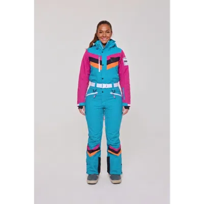 Oosc Ski Suit In Teal And Scarlet