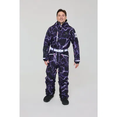 Oosc Thunderstruck Ski Suit In Black/purple/lightning