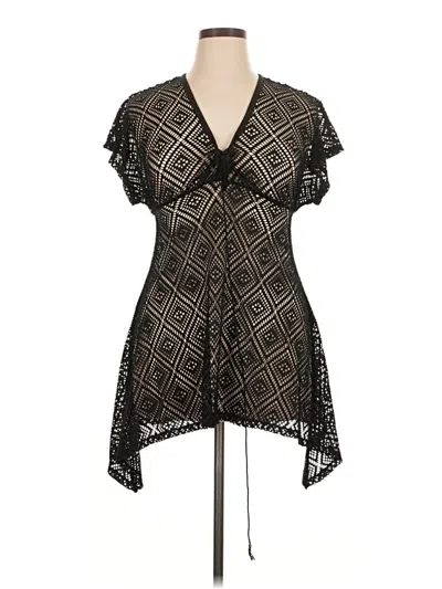 Pre-owned Op Short Sleeve Blouse In Black