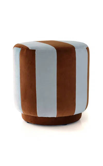 Opala Home Gemma Ottoman Brown & Cloudy Blue In Multi