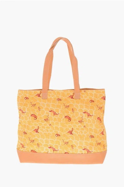 Opaline Fabric Tote Bag With Leather Details