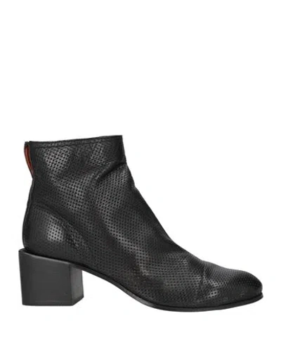 Open Closed  Shoes Open Closed Shoes Woman Ankle Boots Black Size 6 Leather