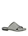 OPEN CLOSED  SHOES OPEN CLOSED SHOES WOMAN SANDALS GREY SIZE 7 LEATHER