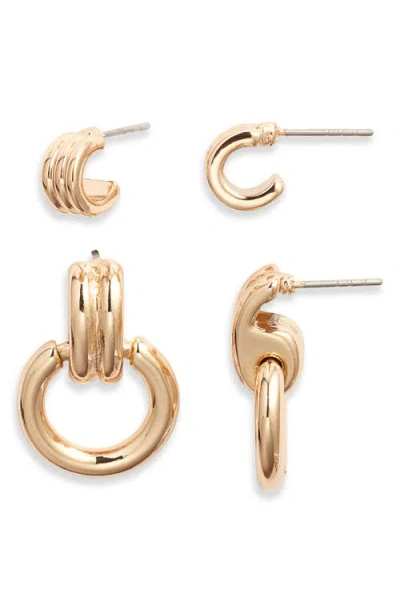 Open Edit 2 Pairs Of Hoop Earrings In Gold