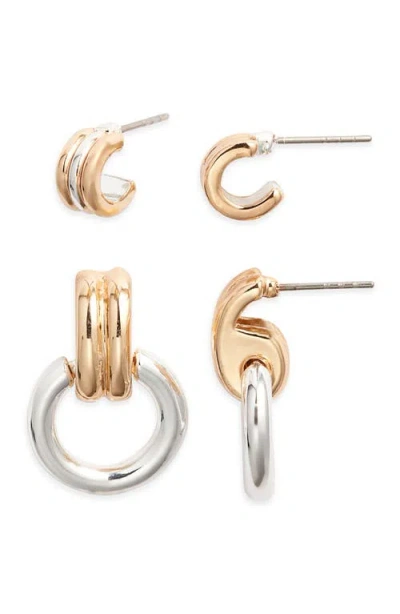 Open Edit 2 Pairs Of Hoop Earrings In Gold