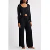 Open Edit 3-piece Pointelle Knit Pajamas