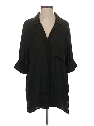 Pre-owned Open Edit 3/4 Sleeve Blouse In Black