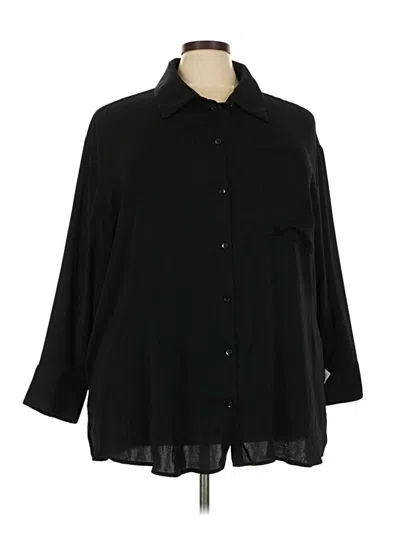 Pre-owned Open Edit 3/4 Sleeve Blouse In Black