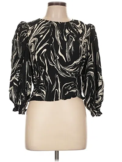 Pre-owned Open Edit 3/4 Sleeve Blouse In Black