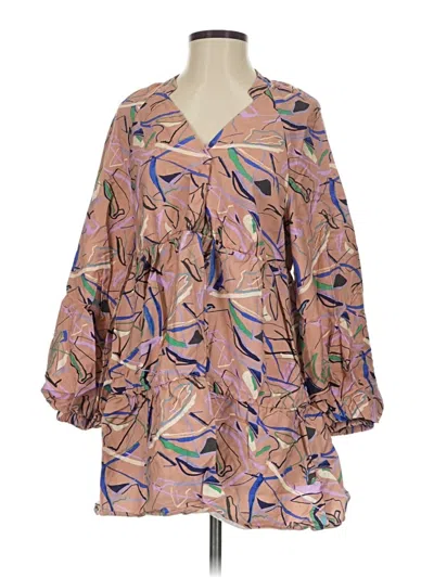Pre-owned Open Edit 3/4 Sleeve Blouse In Brown