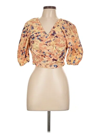 Pre-owned Open Edit 3/4 Sleeve Blouse In Gold