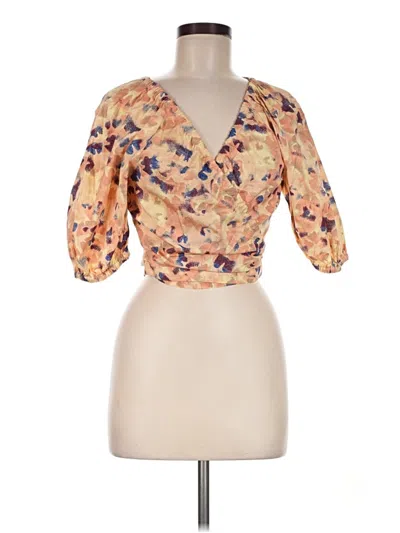 Pre-owned Open Edit 3/4 Sleeve Blouse In Gold