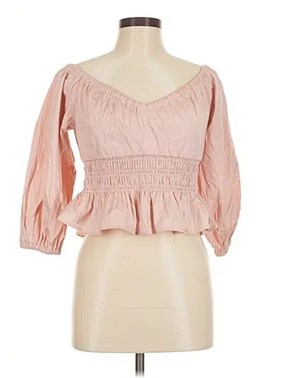 Pre-owned Open Edit 3/4 Sleeve Blouse In Pink