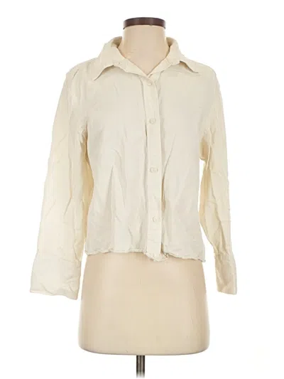 Pre-owned Open Edit 3/4 Sleeve Button Down Shirt In Ivory