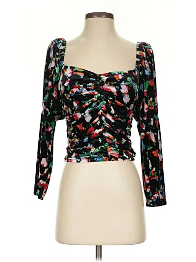 Pre-owned Open Edit 3/4 Sleeve Top Black Sweetheart Neckline Tops