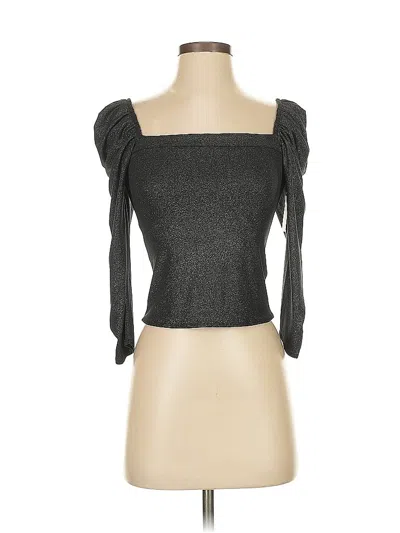 Open Edit 3/4 Sleeve Top Gray Sweetheart Neckline Tops