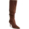 Open Edit Ariana Pointed Toe Knee High Boot In Brown