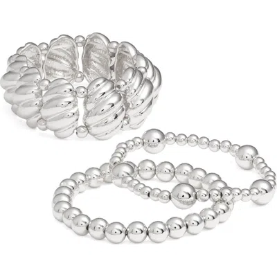 Open Edit Assorted Pack Of 3 Stretch Bracelets In Metallic