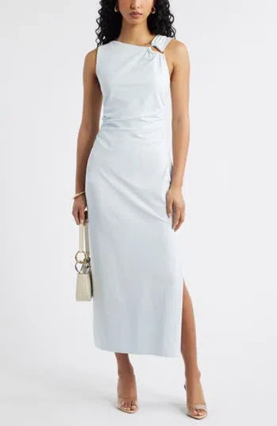 Open Edit Asymmetric Neck Midi Dress In Blue