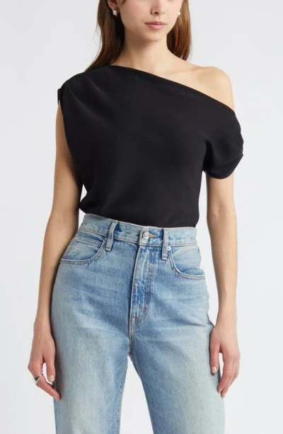 Open Edit Asymmetric One-shoulder Top In Black