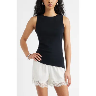 Open Edit Asymmetric Rib Cotton Tank In Black