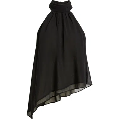 Open Edit Asymmetric Woven Top In Black