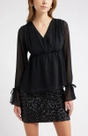 Open Edit Babydoll Chiffon Top In Black