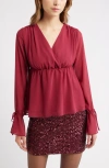 Open Edit Babydoll Chiffon Top In Burgundy