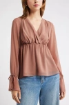Open Edit Babydoll Chiffon Top In Neutral