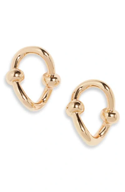 Open Edit Bead Accent Open Earrings In Gold