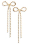 Open Edit Bead Chain Bow Drop Earrings In Gold