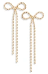 Open Edit Bead Chain Bow Drop Earrings In Gold