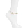Open Edit Beaded Double Row Anklet In Gold